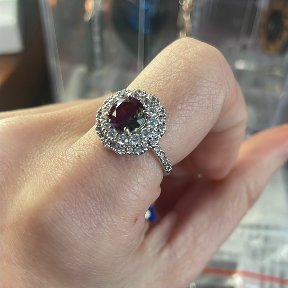 🦋Purple and Silver Intricate Halo Ring